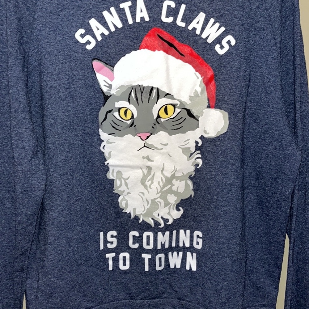 Mighty Fine Santa Claws Cat Christmas Sweatshirt sz Jr L
